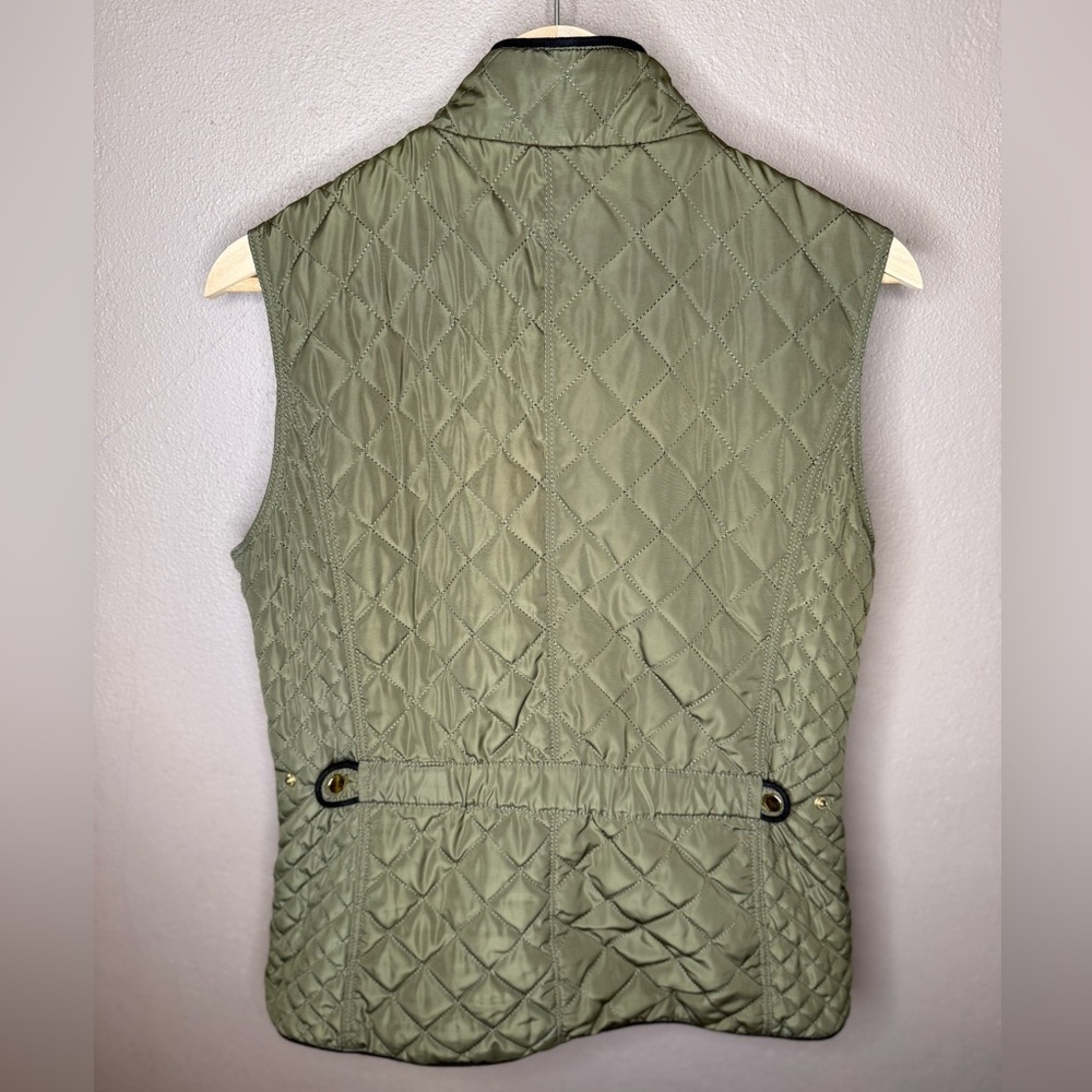 Fate Rowan Women's Olive Green Quilted Vest with Black Trim Size Large Outwear - Picture 12 of 16